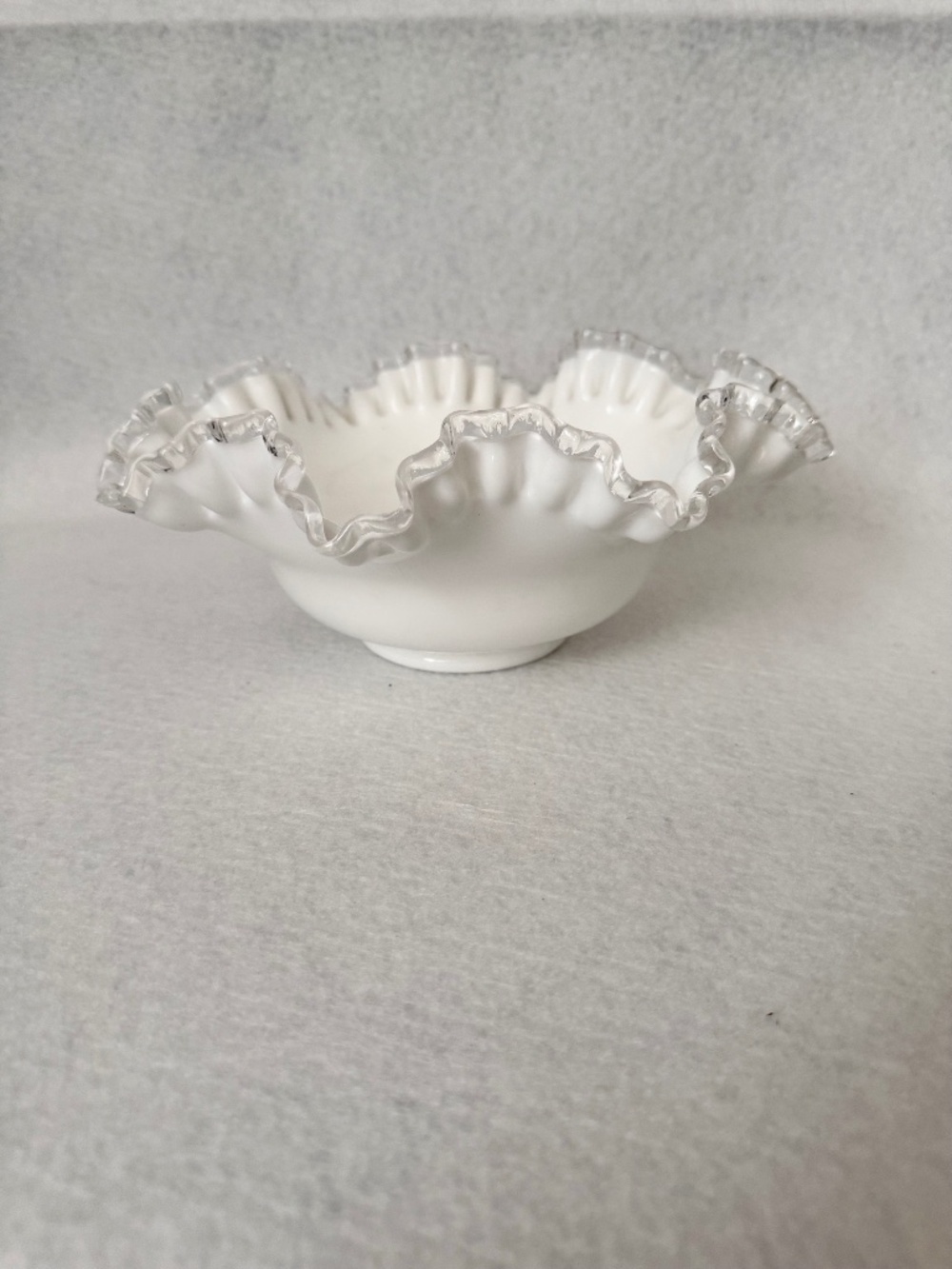 Vintage Fenton Silver Crest Milk Glass Bowl